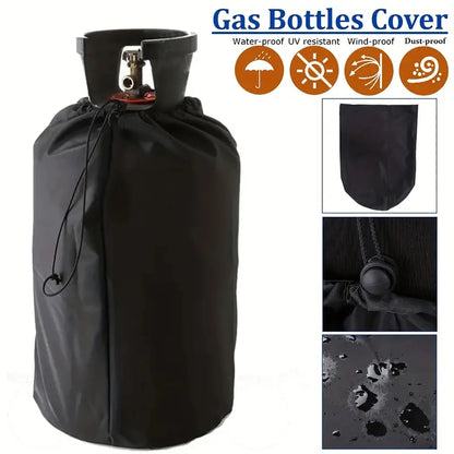 Black Oxford Cloth Propane Gas Bottle Cover, Waterproof Outdoor Tank Cover