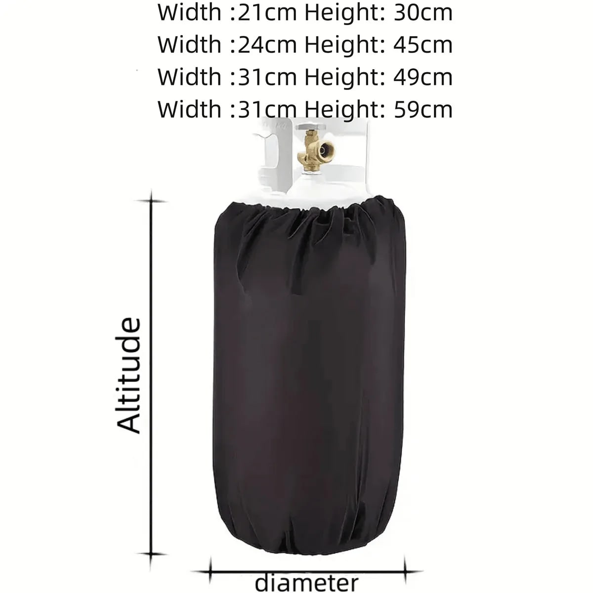 Black Oxford Cloth Propane Gas Bottle Cover, Waterproof Outdoor Tank Cover