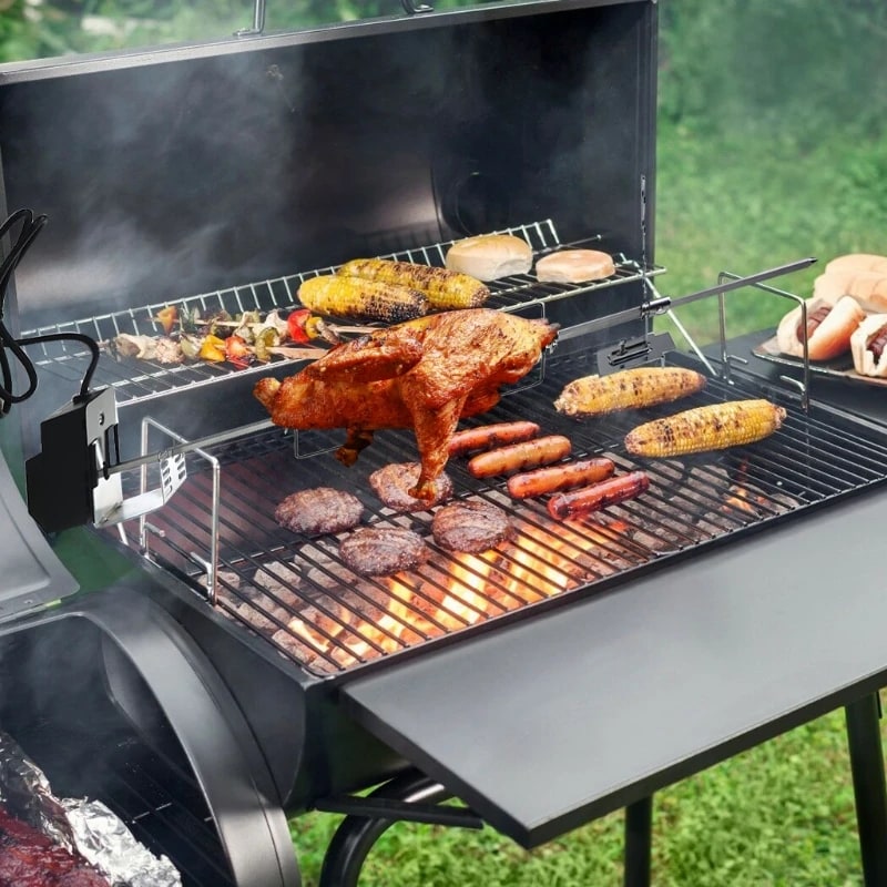 Automatic Grill Rotisserie Kit with 4W Motor, Stainless Steel Spit and EU or US Plug