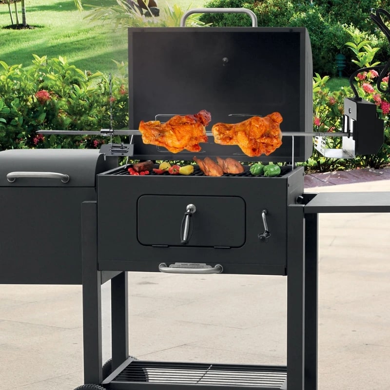 Automatic Grill Rotisserie Kit with 4W Motor, Stainless Steel Spit and EU or US Plug