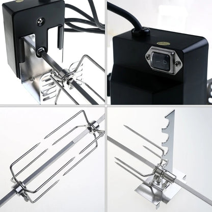 Automatic Grill Rotisserie Kit with 4W Motor, Stainless Steel Spit and EU or US Plug