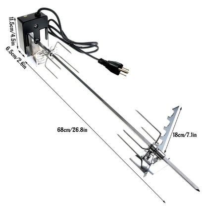 Automatic Grill Rotisserie Kit with 4W Motor, Stainless Steel Spit and EU or US Plug