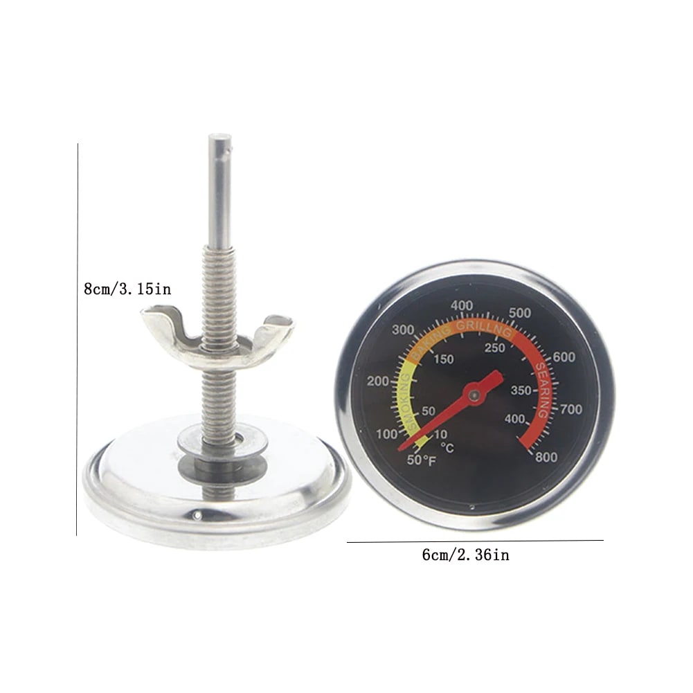 Stainless Steel BBQ Thermometer, 10-400°C Dial with 7.3cm Probe