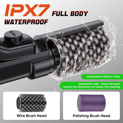 Electric Rotary BBQ Grill Brush with Stainless Steel Head, 3 Speeds and USB-C Charging