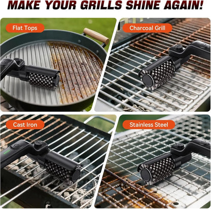 Electric Rotary BBQ Grill Brush with Stainless Steel Head, 3 Speeds and USB-C Charging