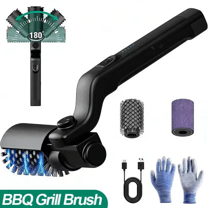 Electric Rotary BBQ Grill Brush with Stainless Steel Head, 3 Speeds and USB-C Charging