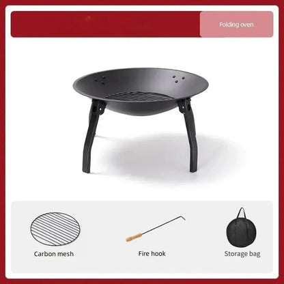 Multifunctional Folding Fire Pit Grill, High-Strength Steel, 28 x 45 x 55 cm - A