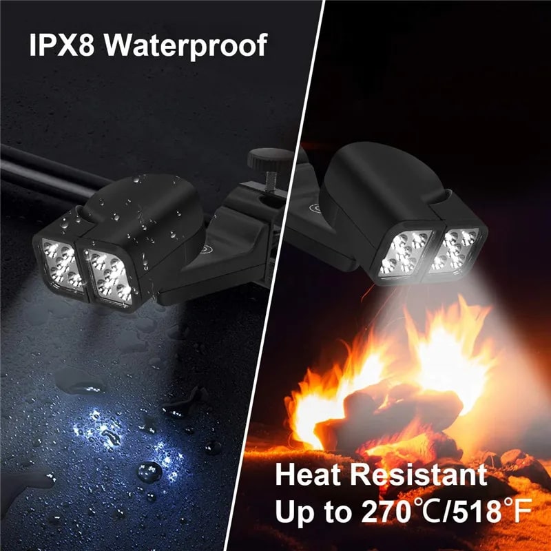 Portable BBQ Grill Light, 10 LED Heat-Resistant Waterproof Lamp, 2 Pack