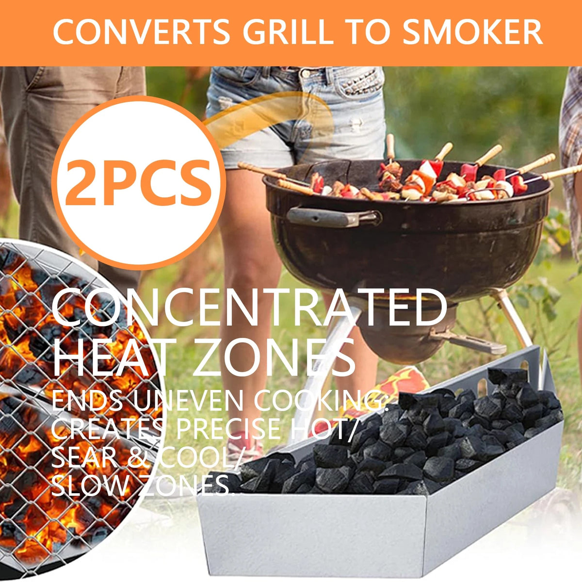 2-Piece Metal Charcoal Baskets for Weber 22-Inch Charcoal Grills