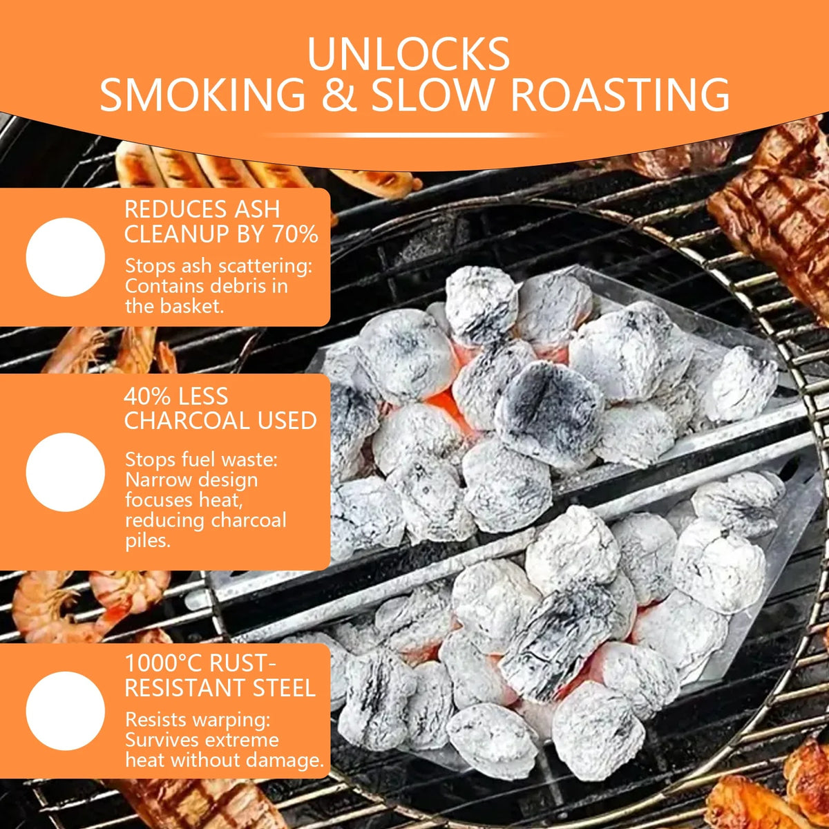 2-Piece Metal Charcoal Baskets for Weber 22-Inch Charcoal Grills