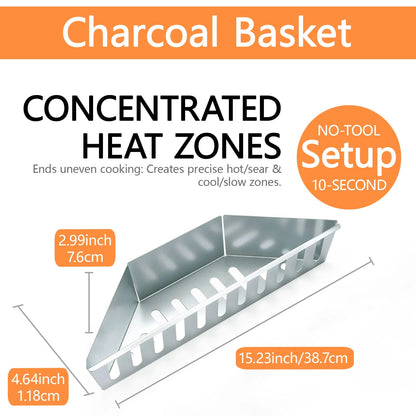 2-Piece Metal Charcoal Baskets for Weber 22-Inch Charcoal Grills