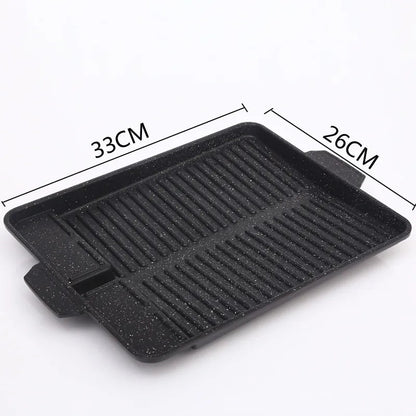 Rectangular Korean Grill Pan with Oil Outlet, Aluminium Coating, 32.8cm