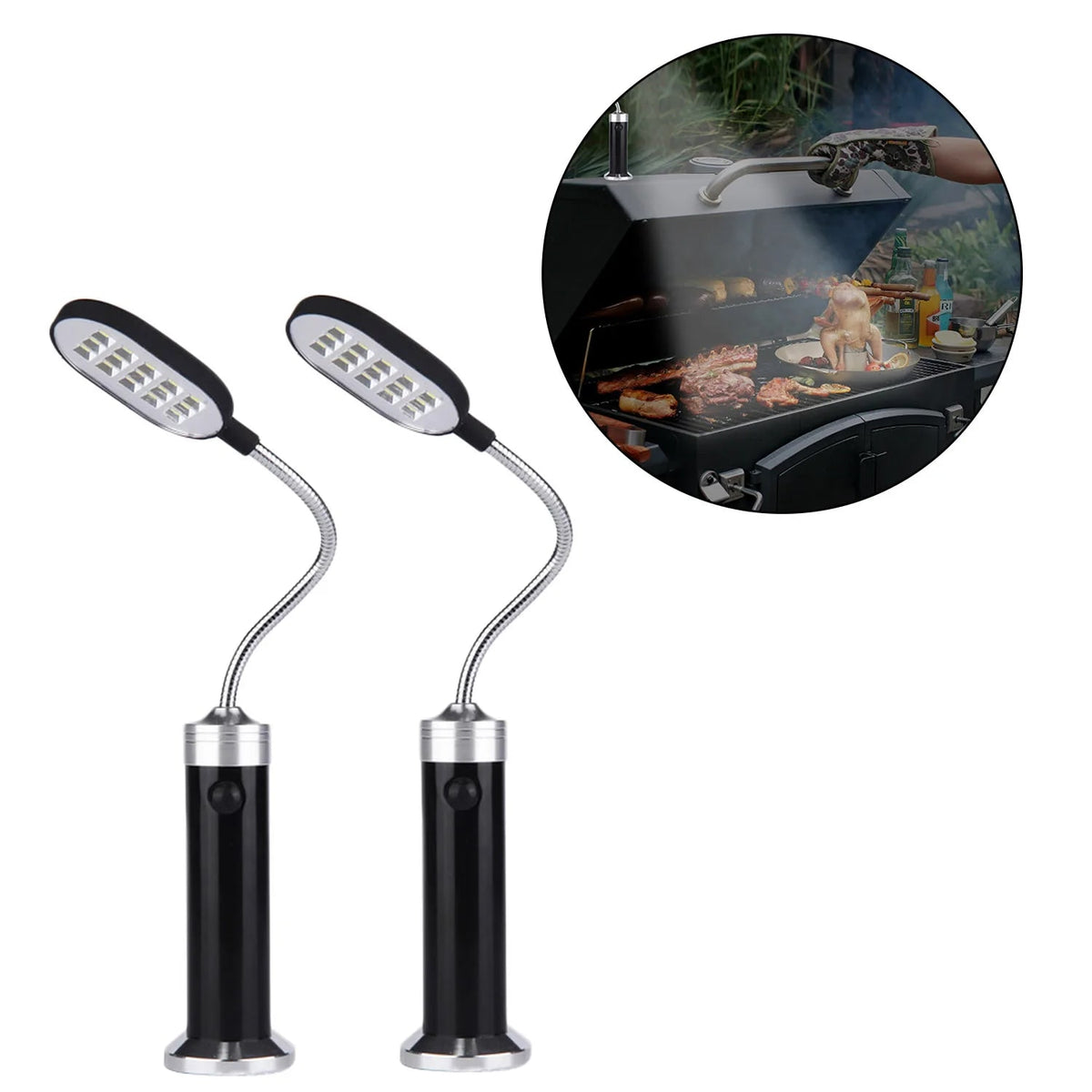 Magnetic LED BBQ Grill Light, 360° Adjustable Flexible Neck, 28.5cm, Black, Purple or Blue