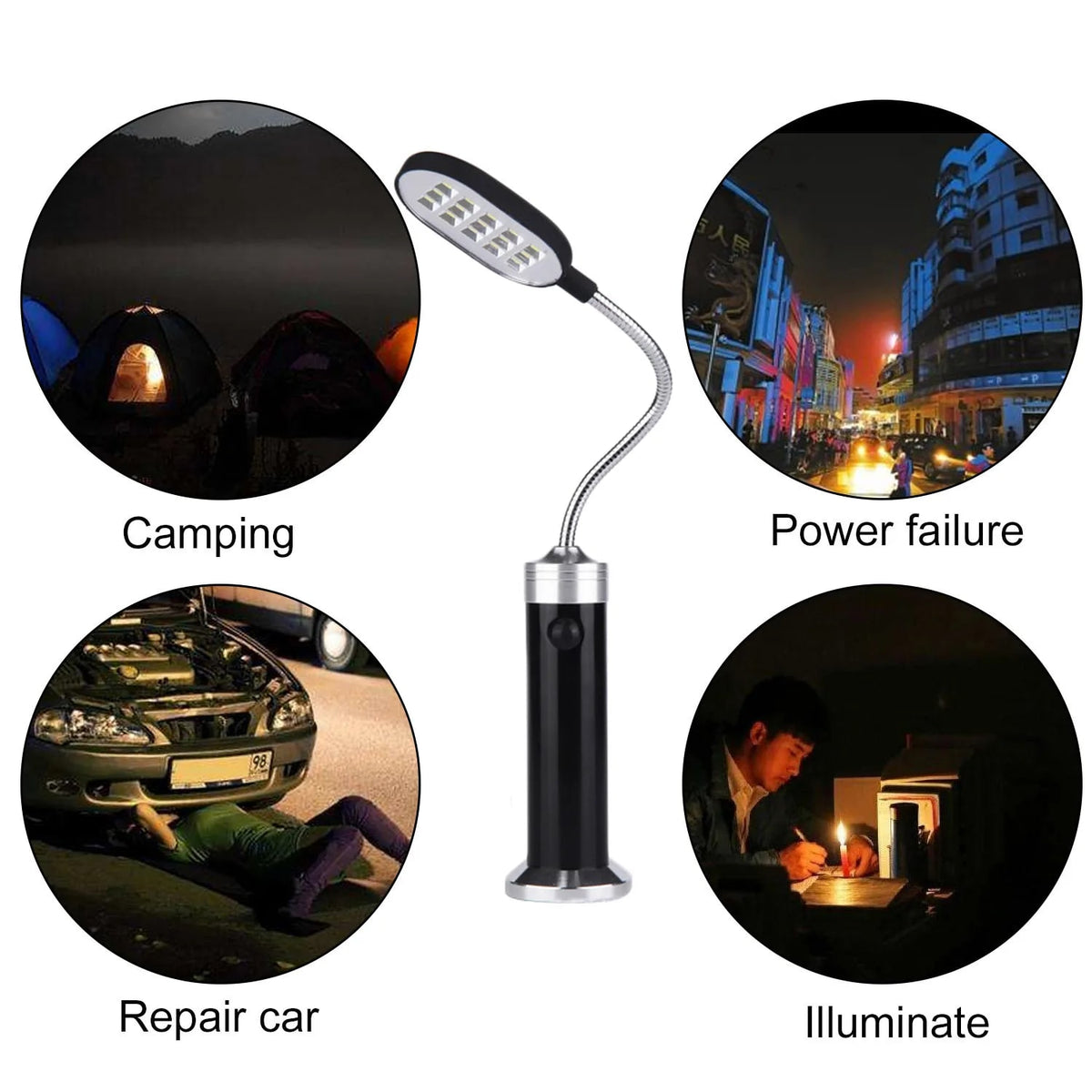Magnetic LED BBQ Grill Light, 360° Adjustable Flexible Neck, 28.5cm, Black, Purple or Blue
