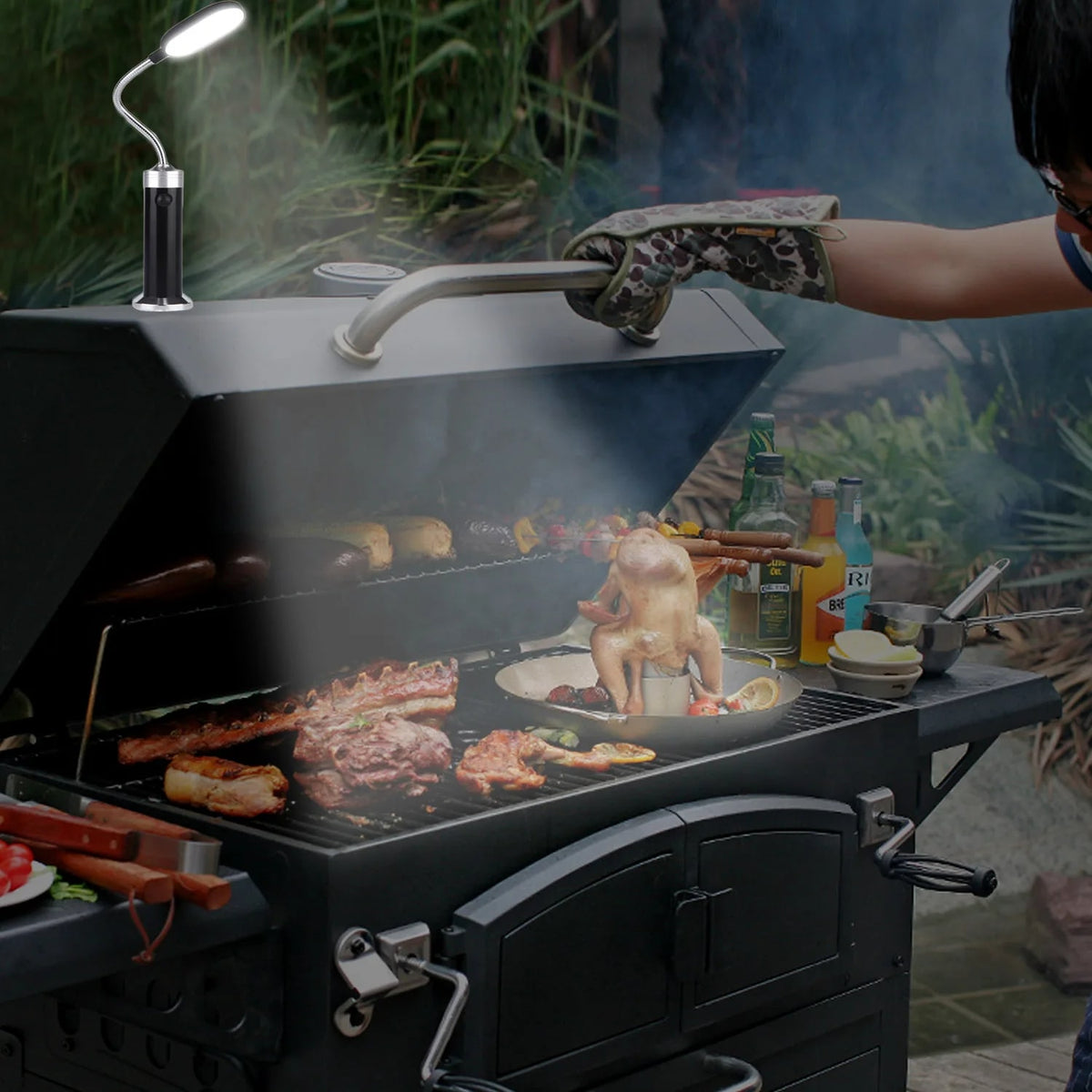 Magnetic LED BBQ Grill Light, 360° Adjustable Flexible Neck, 28.5cm, Black, Purple or Blue