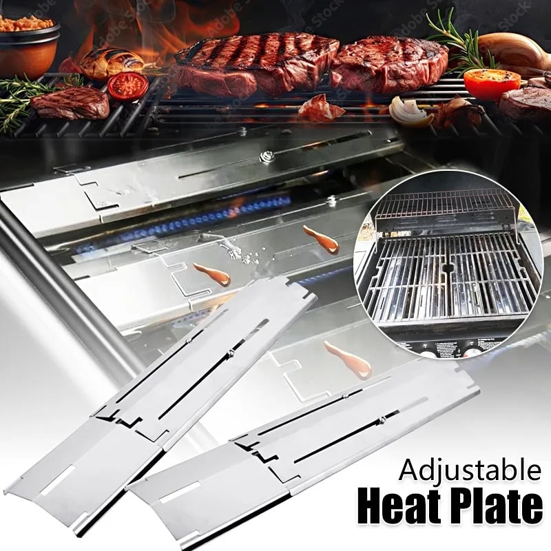 Adjustable Stainless Steel BBQ Flame Tamers, Burner Covers and Heat Deflectors for Gas Grills