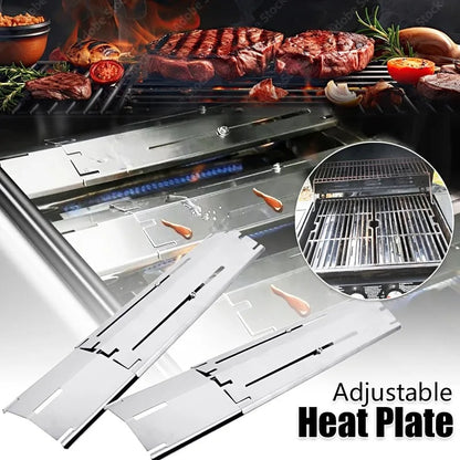 Adjustable Stainless Steel BBQ Flame Tamers, Burner Covers and Heat Deflectors for Gas Grills