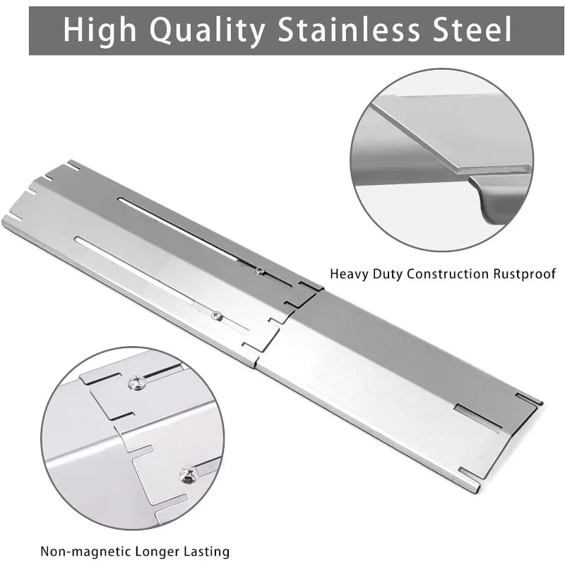 Adjustable Stainless Steel BBQ Flame Tamers, Burner Covers and Heat Deflectors for Gas Grills