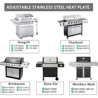 Adjustable Stainless Steel BBQ Flame Tamers, Burner Covers and Heat Deflectors for Gas Grills