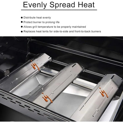 Adjustable Stainless Steel BBQ Flame Tamers, Burner Covers and Heat Deflectors for Gas Grills