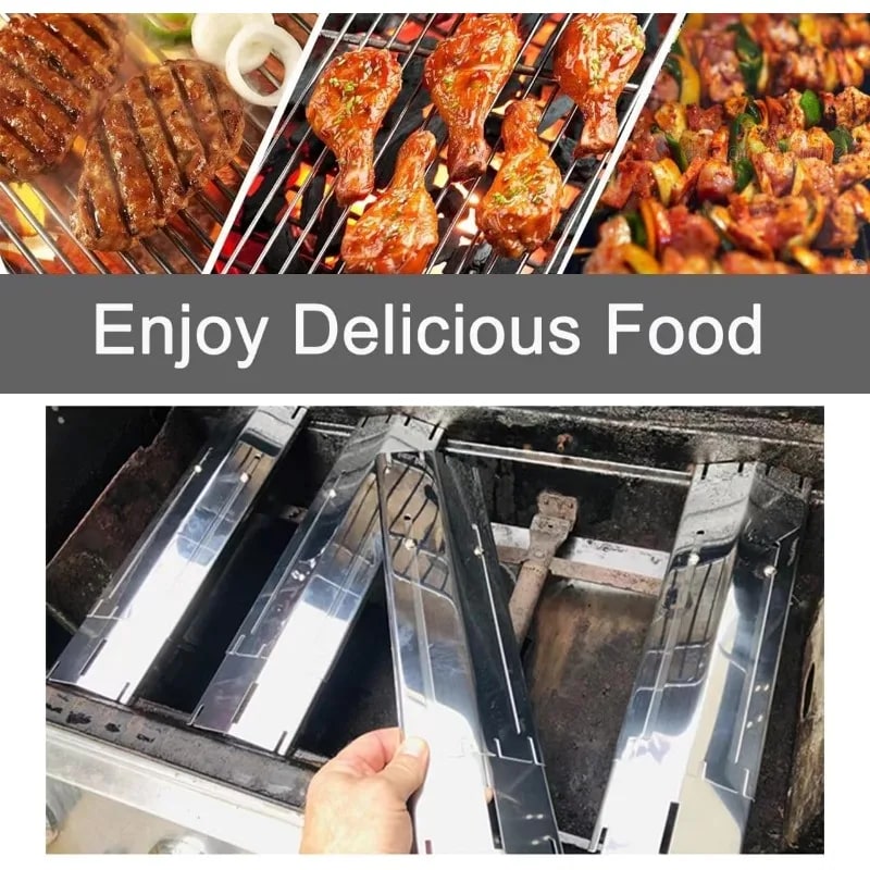 Adjustable Stainless Steel BBQ Flame Tamers, Burner Covers and Heat Deflectors for Gas Grills