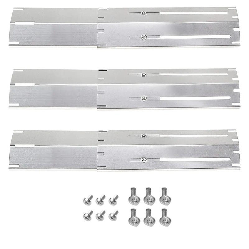 Adjustable Stainless Steel BBQ Flame Tamers, Burner Covers and Heat Deflectors for Gas Gri - Silver-3packs