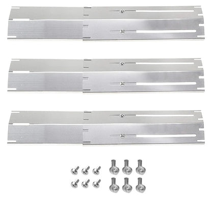 Adjustable Stainless Steel BBQ Flame Tamers, Burner Covers and Heat Deflectors for Gas Gri - Silver-3packs