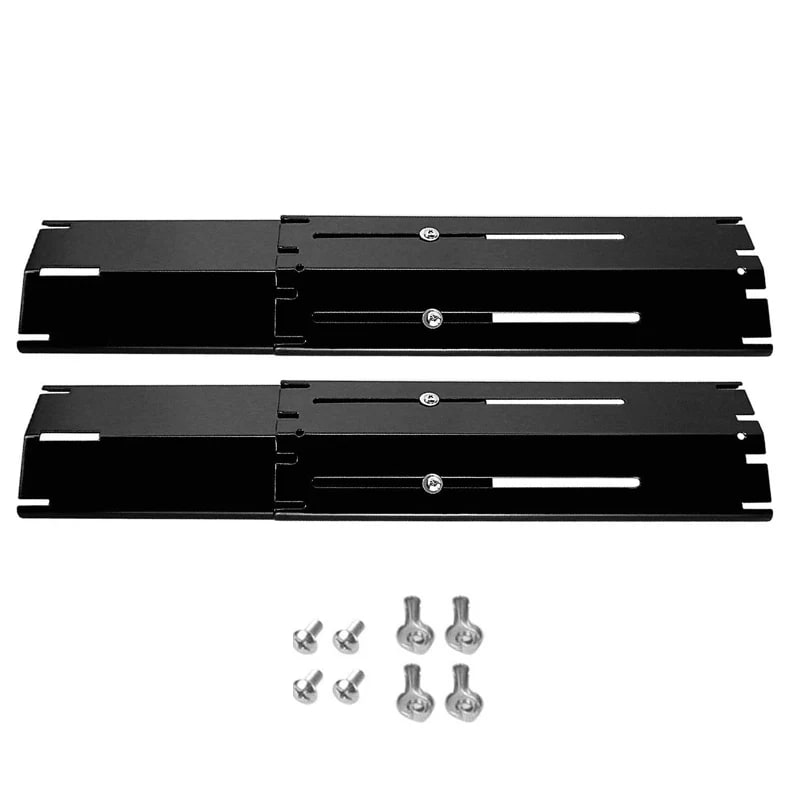 Adjustable Stainless Steel BBQ Flame Tamers, Burner Covers and Heat Deflectors for Gas Gri - Black-2packs