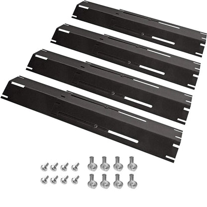 Adjustable Stainless Steel BBQ Flame Tamers, Burner Covers and Heat Deflectors for Gas Gri - Black-4packs
