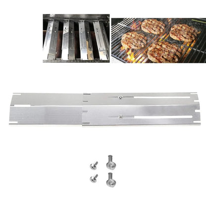 Adjustable Stainless Steel BBQ Flame Tamers, Burner Covers and Heat Deflectors for Gas Gri - Silver-1pack
