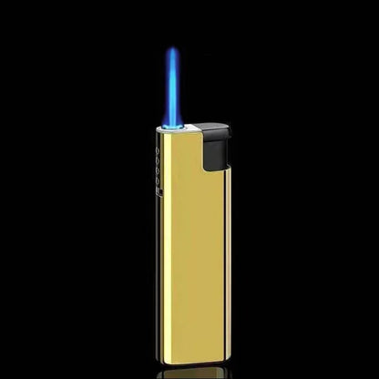 Refillable Butane Torch Lighter with Adjustable Flame, Lock and Fuel Window - Golden - 1 pc
