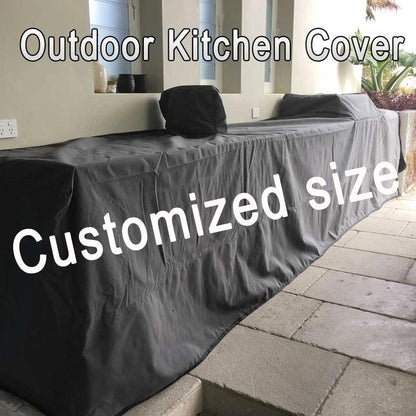 Custom-Size L-Shaped Outdoor Kitchen Cover, Waterproof Polyester BBQ Cover