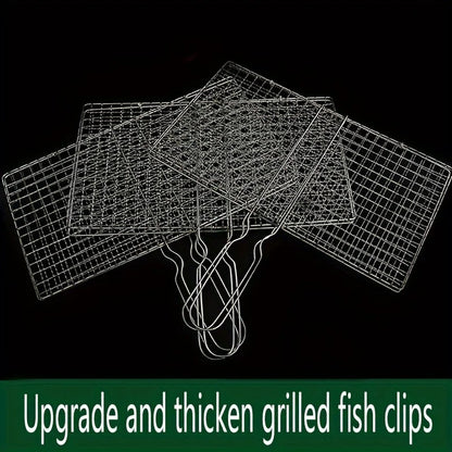 Foldable BBQ Grill Basket with Removable Handle, Chrome-Plated Fish and Vegetable Roaster