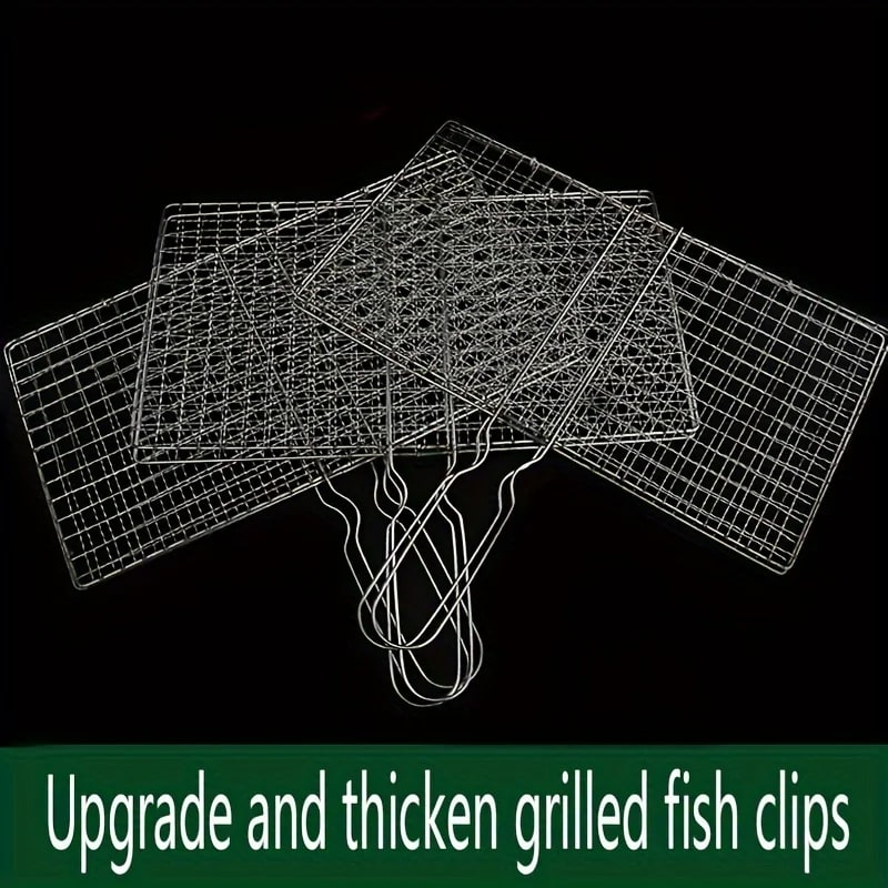 Foldable BBQ Grill Basket with Removable Handle, Chrome-Plated Fish and Vegetable Roaster