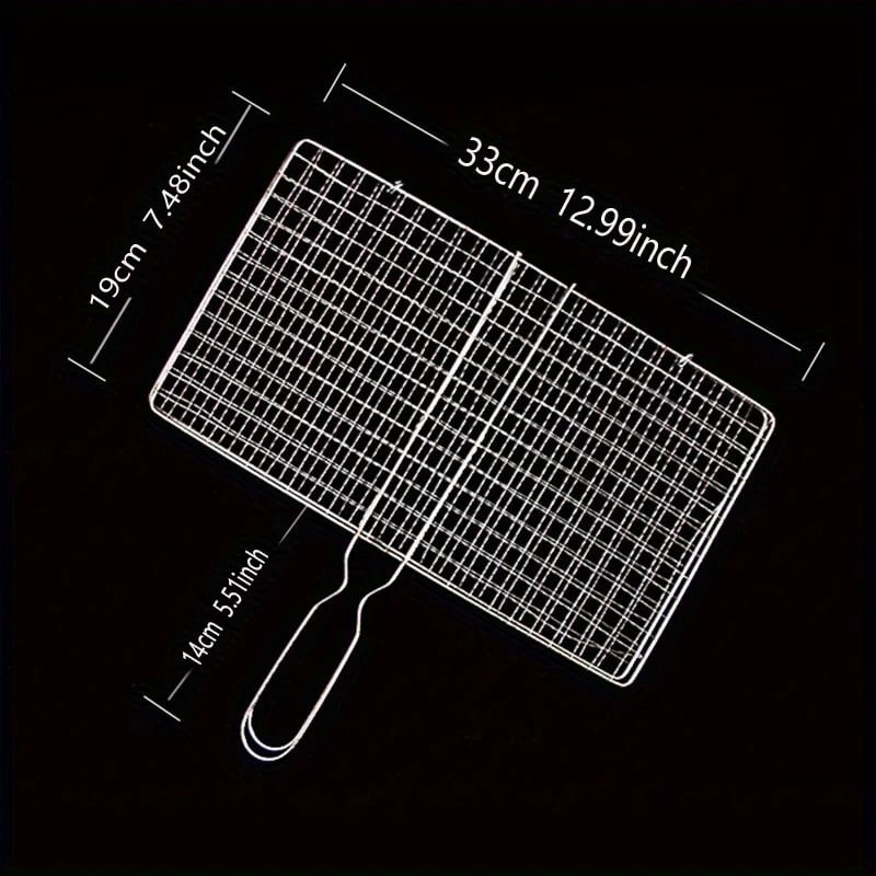 Foldable BBQ Grill Basket with Removable Handle, Chrome-Plated Fish and Vegetable Roaster