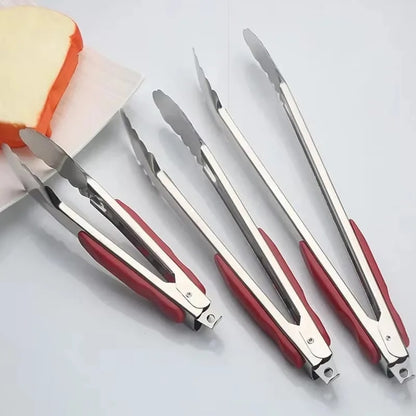 Stainless Steel Kitchen Tongs with Red Handle, 22cm, 28cm or 34cm
