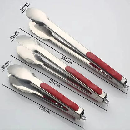 Stainless Steel Kitchen Tongs with Red Handle, 22cm, 28cm or 34cm