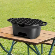 Uncoated Cast Iron Charcoal Grill Outdoor Barbecue Stove, Black, 36cm