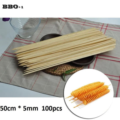 Wooden BBQ Skewers 50cm x 5mm, Disposable Long Grill Sticks, 100 or 200 Pack