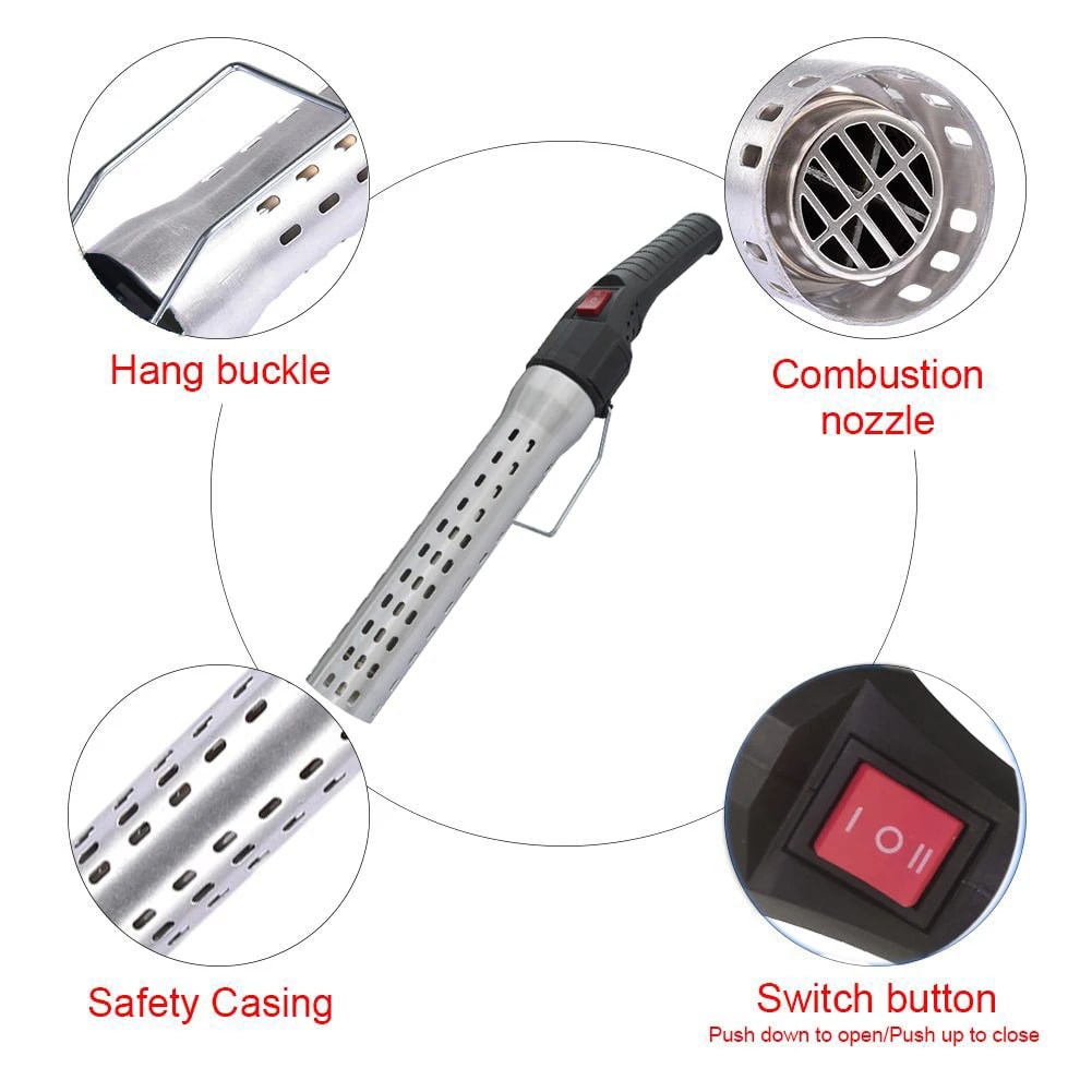Electric BBQ Charcoal Lighter, Stainless Steel Firelighter, 45cm, UK Plug