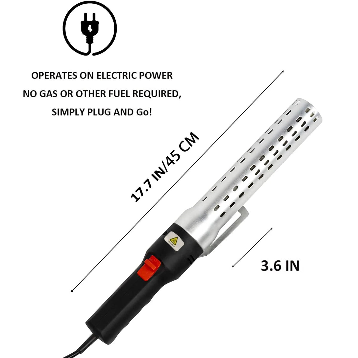 Electric BBQ Charcoal Lighter, Stainless Steel Firelighter, 45cm, UK Plug