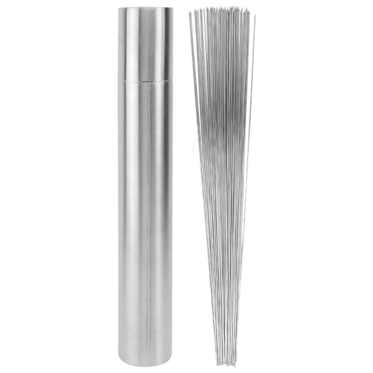 50 Stainless Steel BBQ Skewers, 35cm, with Storage Holder