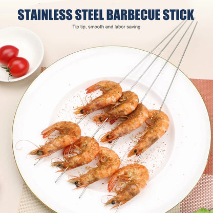 50 Stainless Steel BBQ Skewers, 35cm, with Storage Holder