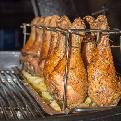 Foldable Stainless Steel Chicken Roaster Rack with Drip Tray, 43.5cm