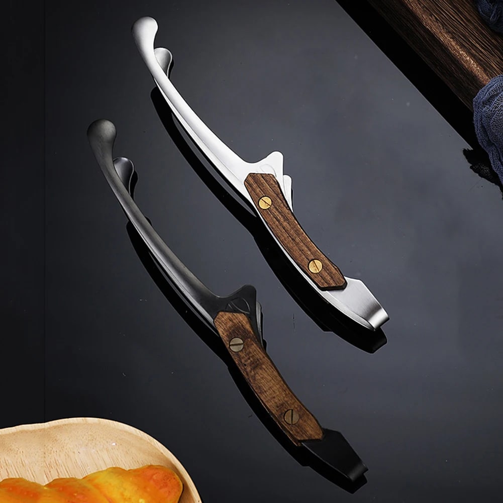304 Stainless Steel BBQ Tongs with Wood Grip, 25.5cm