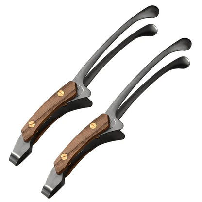 304 Stainless Steel BBQ Tongs with Wood Grip, 25.5cm - Black 2 PCS