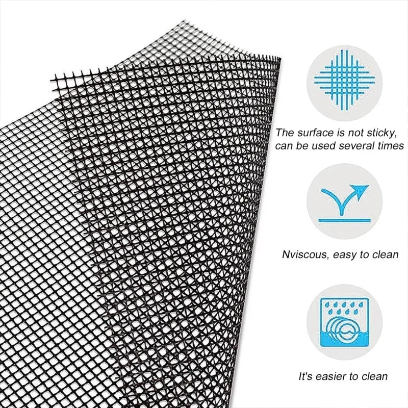 Non-Stick PTFE/Teflon BBQ Grilling Mesh Mat, Reusable Cut-to-Fit Grill Liner