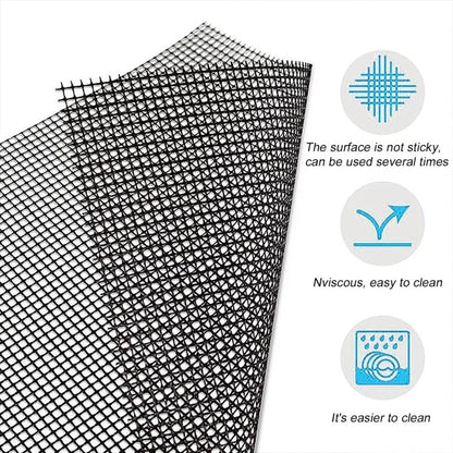 Non-Stick PTFE/Teflon BBQ Grilling Mesh Mat, Reusable Cut-to-Fit Grill Liner