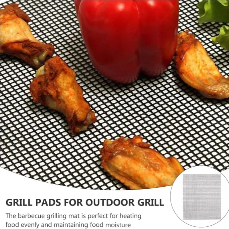 Non-Stick PTFE/Teflon BBQ Grilling Mesh Mat, Reusable Cut-to-Fit Grill Liner