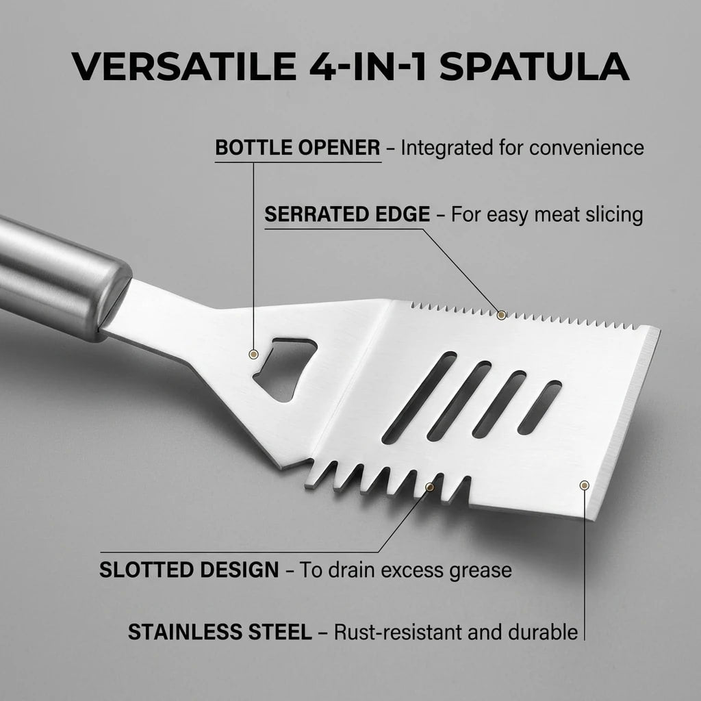 5-Piece CZSAE Stainless Steel BBQ Tool Set with Apron Storage Bag